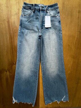 DEAR JOHN FIONA WIDE LEG JEANS Women’s sz 26 Blue High Rise Ankle Stretch NEW
